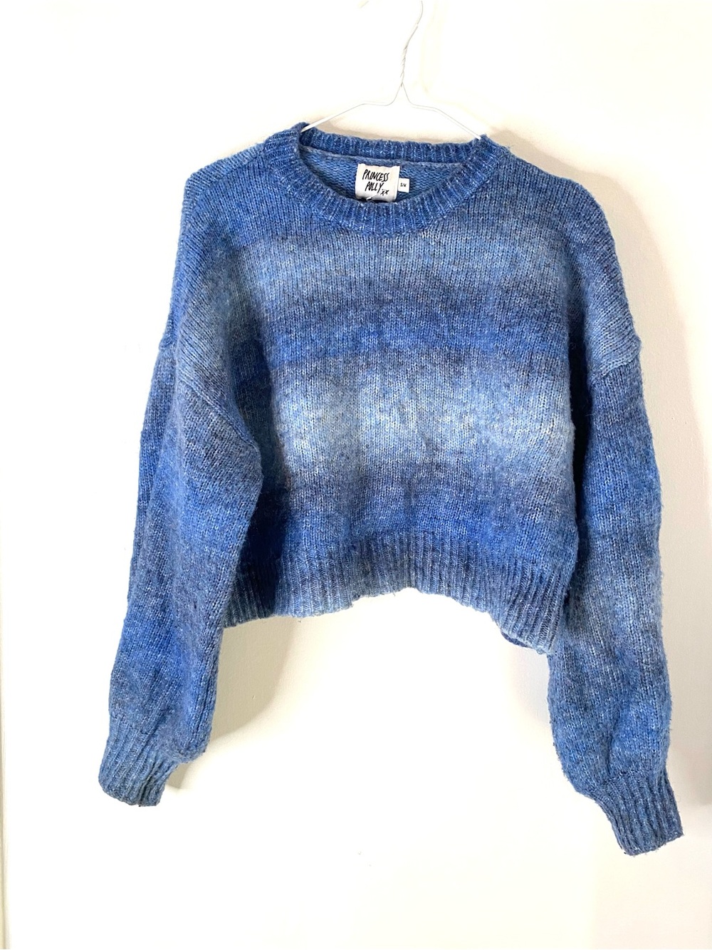 Princess Polly Blue Ombre Space Dye Oversized Cropped Knit Sweater